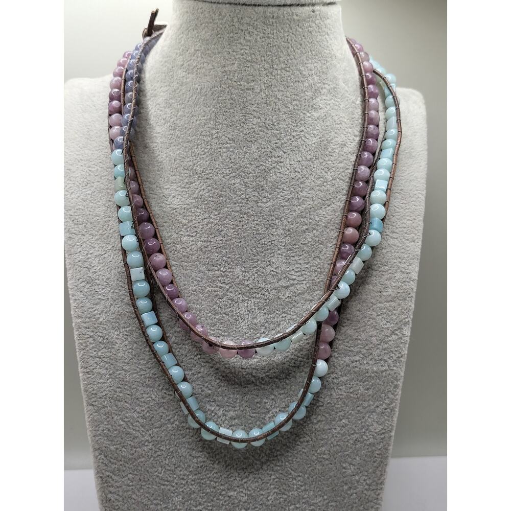 Boho Leather Beaded Necklace Pandora S925 Charm Wrap Style 19 Inch